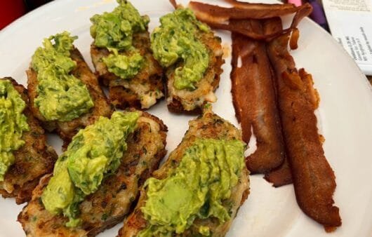 Crispy Hash Avocado Bites with Smoky Coconut Bacon