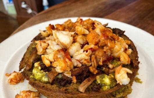 Savory Green Plantain Tart with Chili-Garlic Hearts of Palm