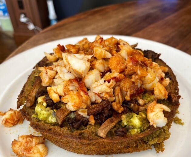 Savory Green Plantain Tart with Chili-Garlic Hearts of Palm