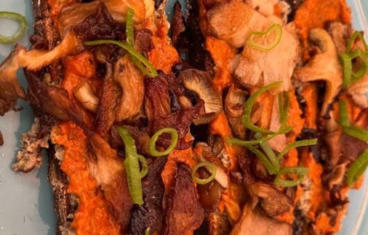 Roasted Mushroom Romesco Toast (Gluten-Free, Soy-Free, Dairy-Free)