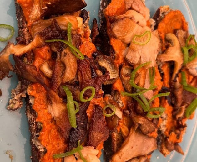 Roasted Mushroom Romesco Toast (Gluten-Free, Soy-Free, Dairy-Free)