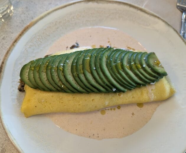 Avocado-Covered Savory Omelet Roll with Spiced Tahini Sauce (Gluten-Free, Soy-Free, Dairy-Free)