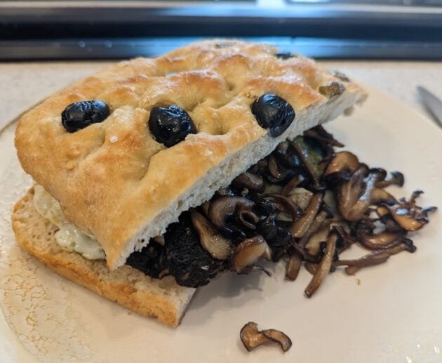 Mushroom & Olive Focaccia Sandwich (Gluten-Free, Soy-Free, Dairy-Free)
