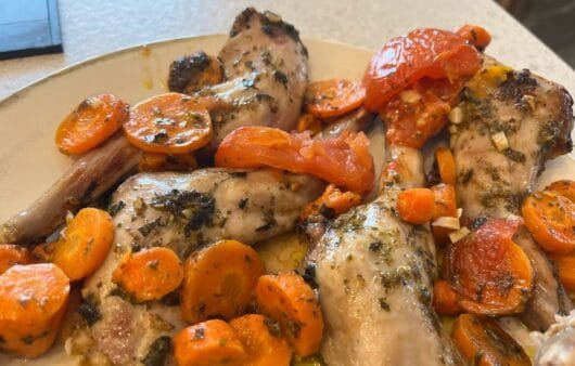 Herb-Roasted Chicken Drumsticks with Carrots & Tomatoes