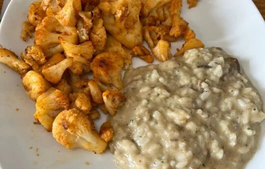 Spiced Roasted Cauliflower with Creamy Mushroom Risotto