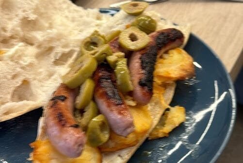 Grilled Sausage & Olive Potato Flatbread (Gluten-Free, Soy-Free, Dairy-Free