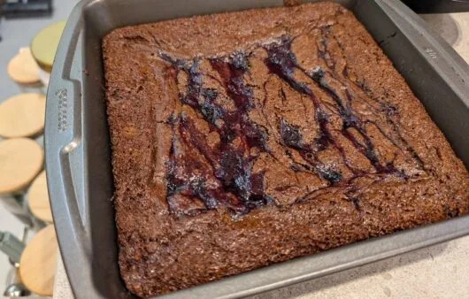 Gluten-Free, Soy-Free, Dairy-Free Blueberry Swirl Brownies