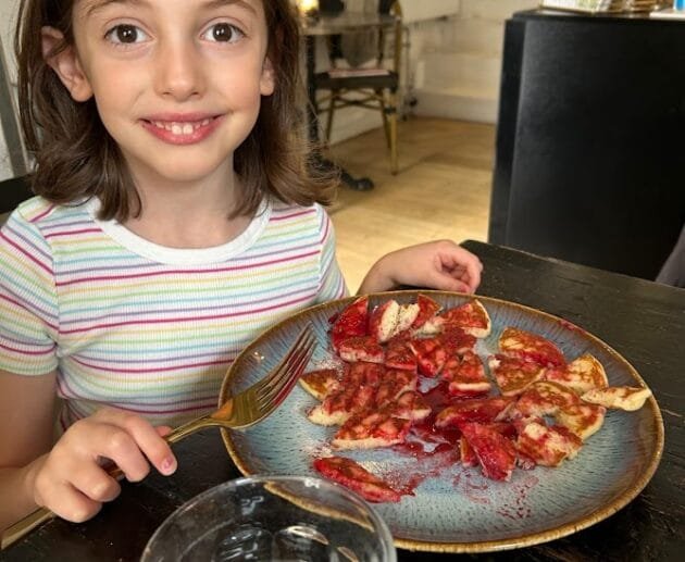 Mini Pancake Bites with Strawberry Sauce