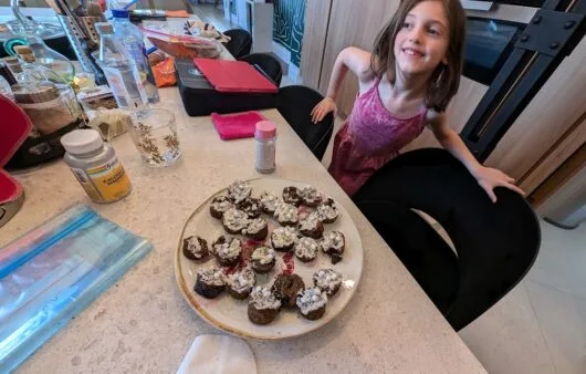 Mini Chocolate Banana Muffins with Coconut Whip & Sprinkles (Gluten-Free, Soy-Free, Dairy-Free)