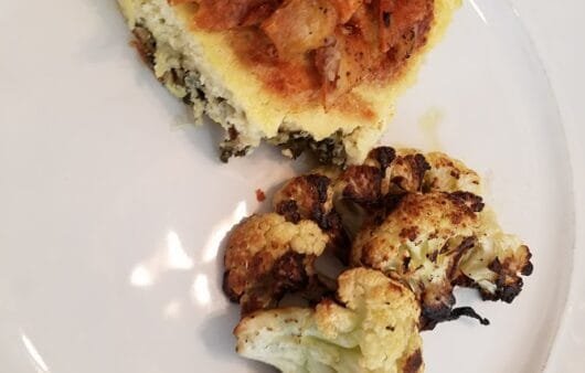 Savory Chickpea Frittata with Caramelized Onions & Roasted Cauliflower