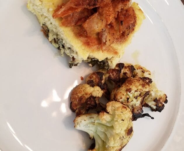 Savory Chickpea Frittata with Caramelized Onions & Roasted Cauliflower