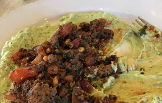 Spiced Lentil "Beef" with Herbed Avocado Hummus (Gluten-Free, Soy-Free, Dairy-Free)