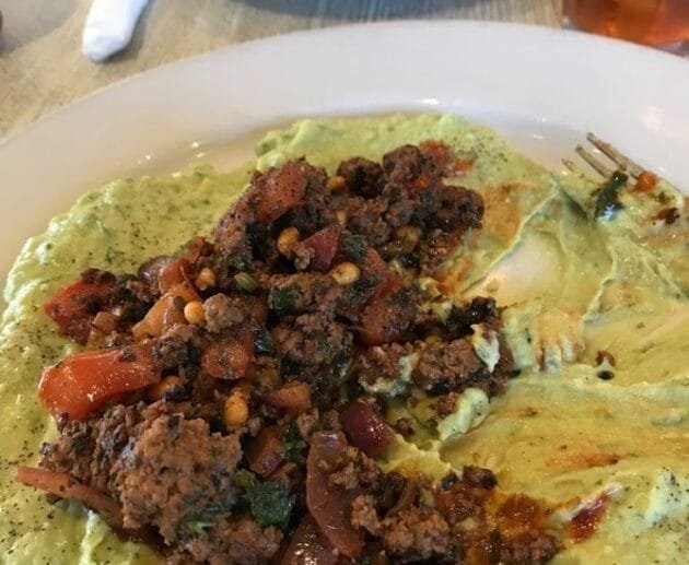 Spiced Lentil "Beef" with Herbed Avocado Hummus (Gluten-Free, Soy-Free, Dairy-Free)