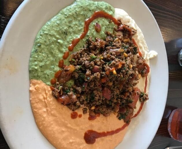 Rainbow Hummus Plate with Spiced Ground Beef (Gluten-Free, Soy-Free, Dairy-Free)
