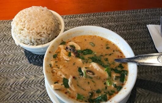 Thai Coconut Chicken Soup (Tom Kha Gai) with Brown Rice