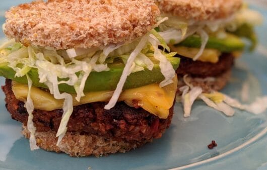 Mini Black Bean Veggie Sliders with Avocado & Shredded Lettuce