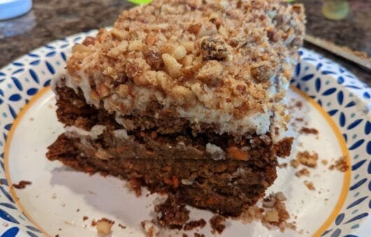 Gluten-Free Carrot Cake with Vegan Frosting & Walnut Crumble