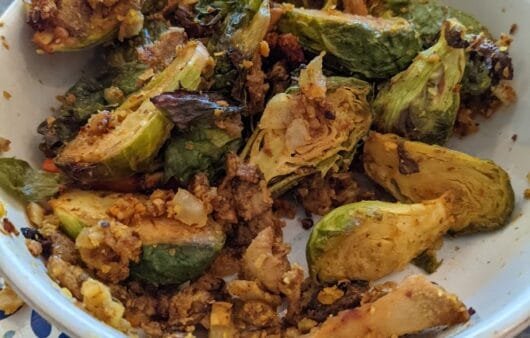 Crispy Brussels Sprouts with Garlic Crumbs (Vegan + GF)