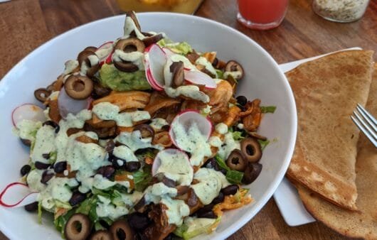 Jackfruit Taco Salad Bowl with Cilantro-Lime Drizzle