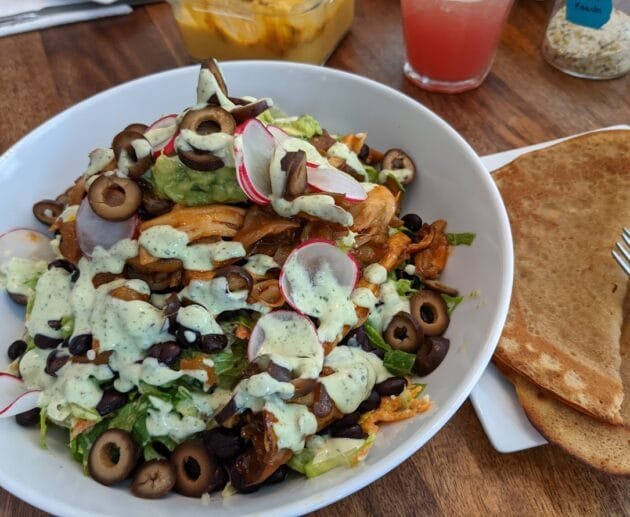 Jackfruit Taco Salad Bowl with Cilantro-Lime Drizzle