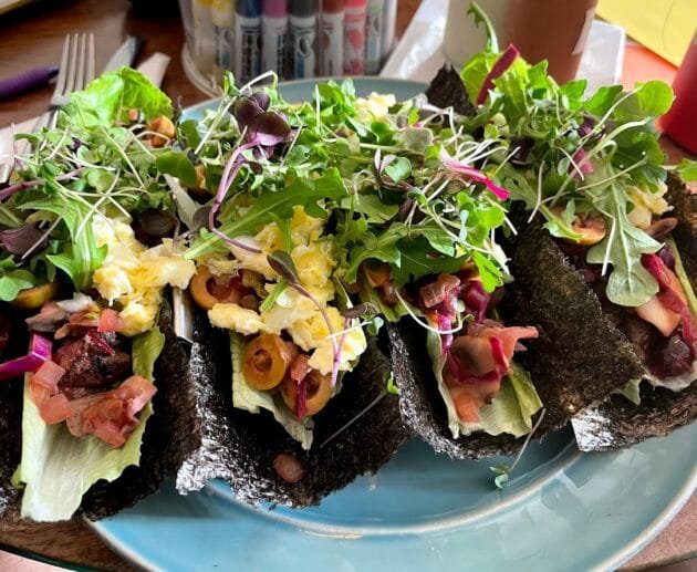 Nori Wrap Tacos with Veggie Scramble & Microgreens