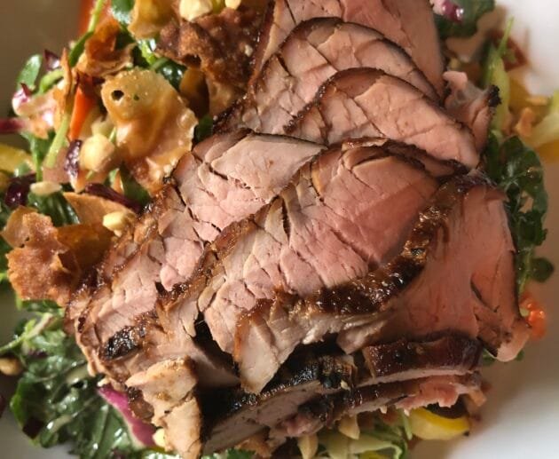 Asian-Inspired Salad with Sliced Grilled Pork Tenderloin