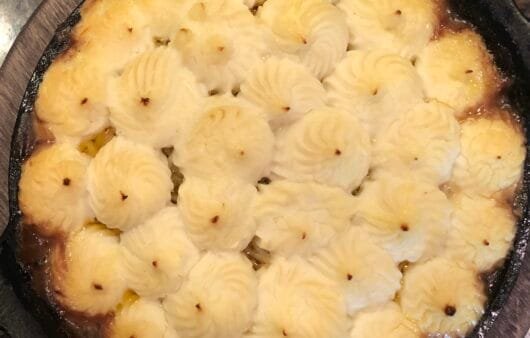 Pastel de pastor sin gluten con puré de patatas cremoso