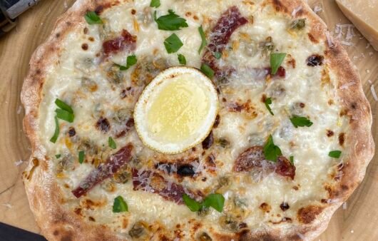 Gluten-Free White Pizza with Crispy Prosciutto and Lemon
