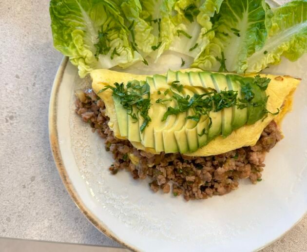 Savory Turkey Omelette with Avocado and Butter Lettuce Wraps