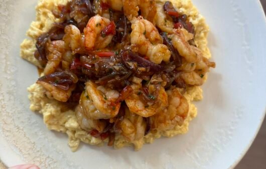 Spicy Garlic Shrimp with Creamy Polenta