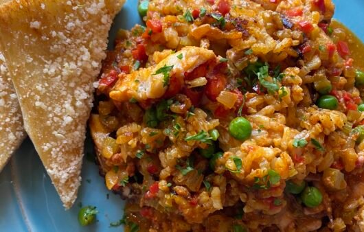 Spanish-Style Seafood Paella with Gluten-Free Flatbread