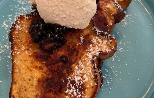 Gluten-Free French Toast with Blackberry Compote and Dairy-Free Cream