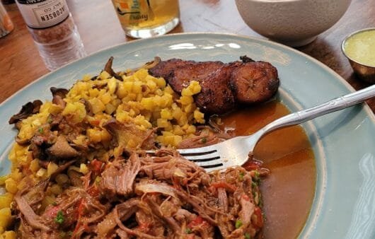 Slow-Cooked Ropa Vieja with Turmeric Cauliflower Rice & Sweet Plantains