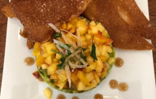 Avocado-Peach Tartare with Crispy Plantain Chips