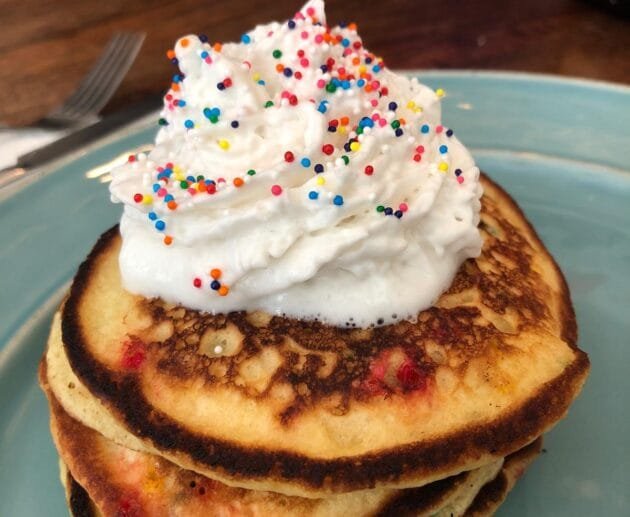 Funfetti Pancakes with Whipped Coconut Cream (Gluten-Free, Soy-Free, Dairy-Free)