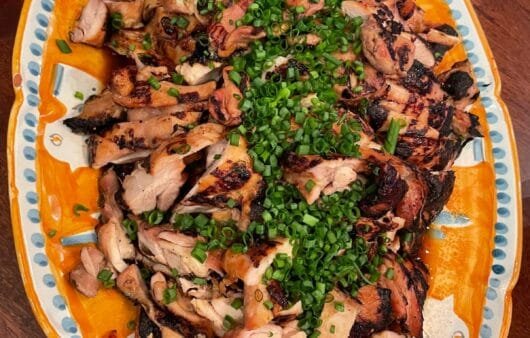 Grilled Garlic & Herb Chicken Thighs with Chive Garnish