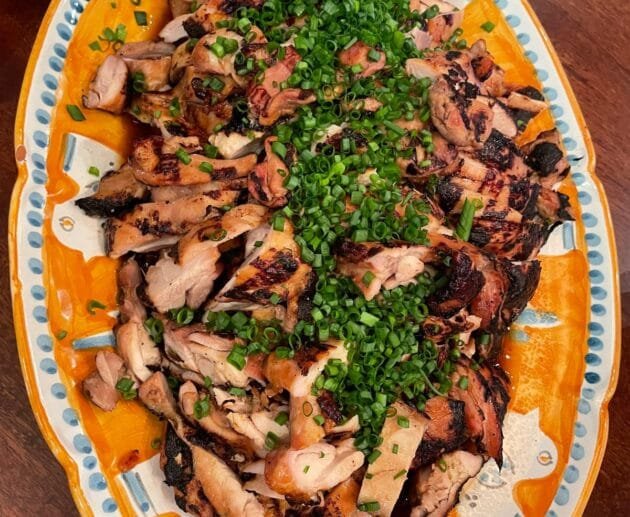 Grilled Garlic & Herb Chicken Thighs with Chive Garnish