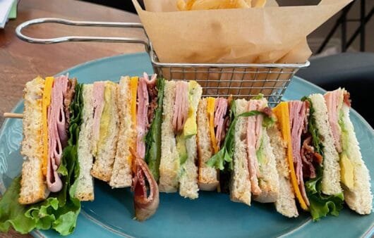 Stacked Club Sandwich with Crispy Fries