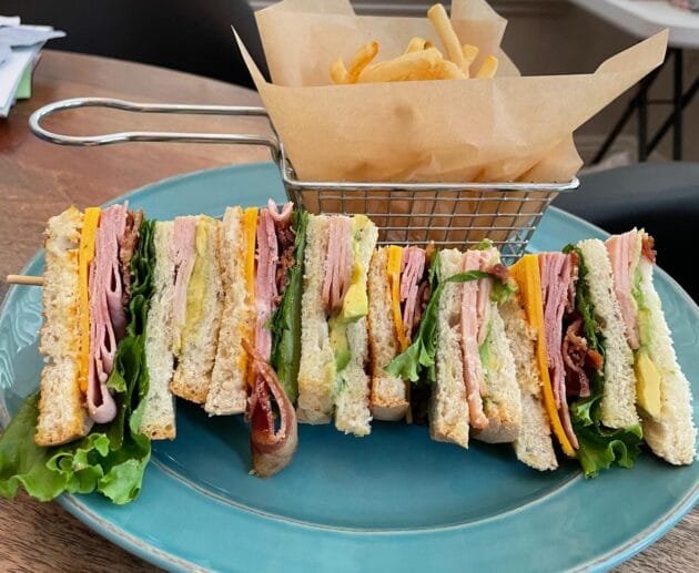 Stacked Club Sandwich with Crispy Fries