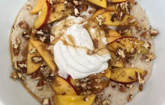 Peach Pecan Coconut Oatmeal Bowl