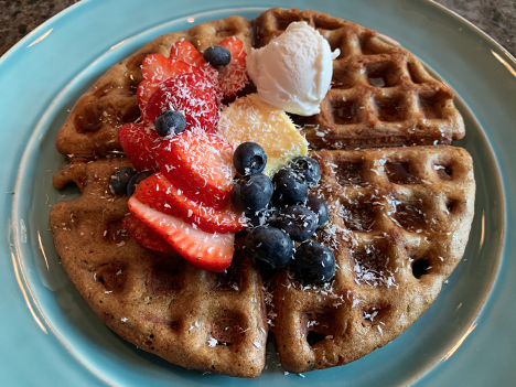 Gluten-Free, Dairy-Free, Soy-Free Banana Coconut Waffles with Berries