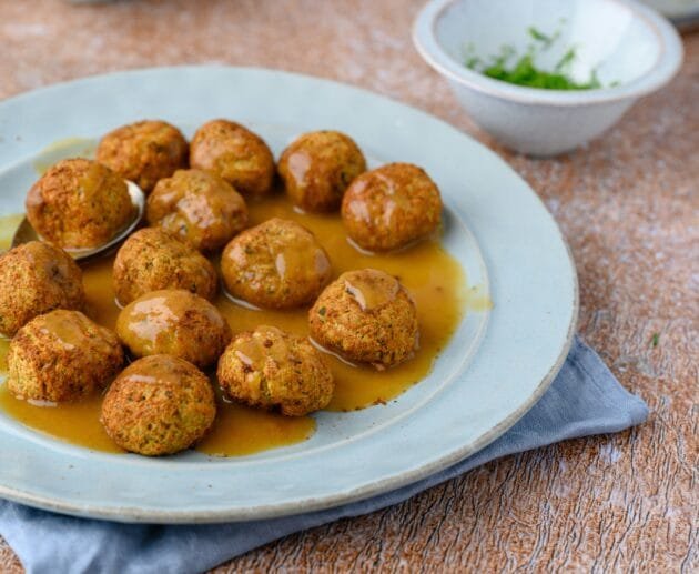 Chickpea Miso Bison Meatballs with Hemp Hearts & Sesame Seeds (Gluten-Free, Dairy-Free, Soy-Free Optional)