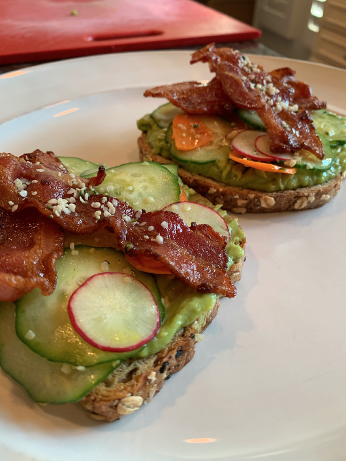 Savory Avocado Toast with Crispy Bacon & Fresh Veggies (Gluten-Free, Soy-Free, Dairy-Free)